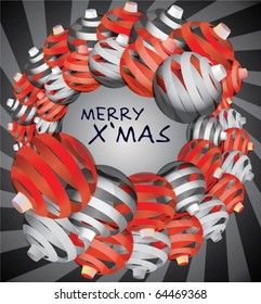 black and red Christmas ball vector background