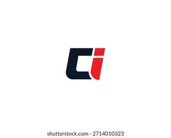 Letra CI negra y roja. Diseño del logotipo de la letra IC Logotipo inicial del monograma de la letra CI. 