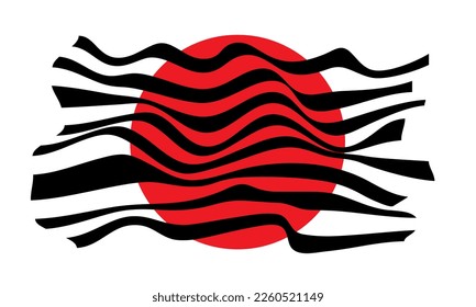 Black and red circle design with smooth lines for art or poster in japanese style