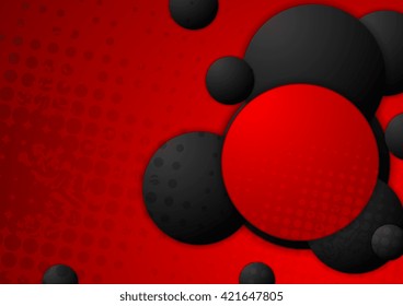 Black and red circles grunge background. Vector graphic design