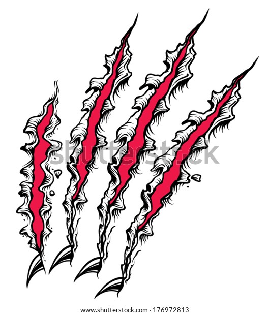 Black Red Claw Scratches Stock Vector (Royalty Free) 176972813