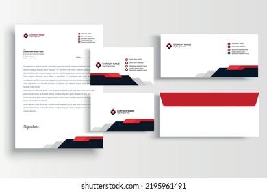 black and red color business stationary set