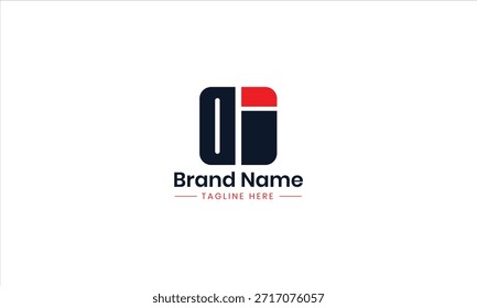 Black and red color circle C letter logo. ID letter logo design. Initial letter DI monogram logo.