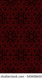 black and red color floral pattern. vector illustration. For design, wallpaper, card, banner, flyer. Ethnic ornament