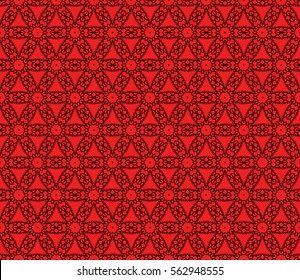 black, red color floral seamless ornament. vector illustration. for design, wallpaper, invitation, fabric, decor