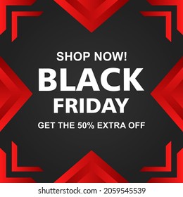 black and red color black friday background design. designs for banner and social media templates.