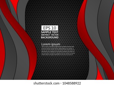 Black and red color geometric curve abstract background with copy space for your business, Vector illustration
