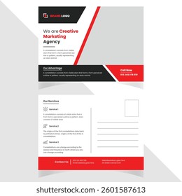 Black and red color modern post card vector template design for corporate and professional digital marketing agency