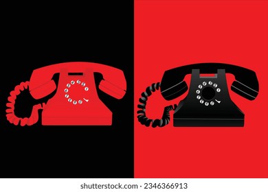 icono vector de teléfono de color negro y rojo.