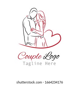 Black Red colored 'Couple' or 'Romance' theme Logo vector illustration and line art with dummy text on white background.