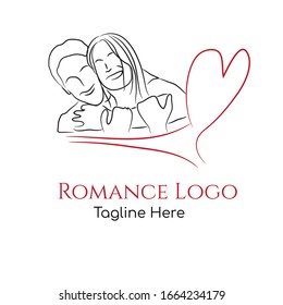 Black Red colored 'Couple' or 'Romance' theme Logo vector illustration and line art with dummy text on white background.