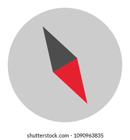 Black and red compass needle in circle. Navigation button. Vector icon.