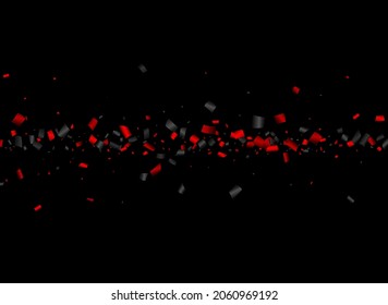 Black and red confetti empty background. Vector illustration.
