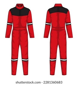 Black red construction wearpack mockup front and back view