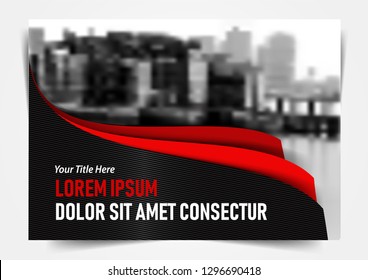 Black and Red Cover Page or Widescreen Layout. Editable Vertical Template Design for Marketing Presentation, Company Profile, Annual Report, Magazine or Book. A4 Scale Size. Vector Business Concept.