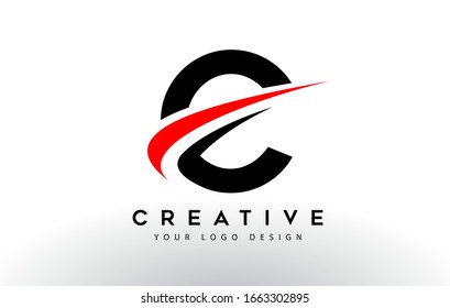 Black And Red Creative B Letter Logo Design with Swoosh Icon Vector Illustration.