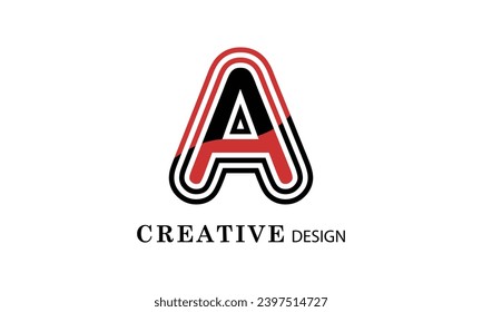 A black red  creative modern simple word A brand minimal logo design.