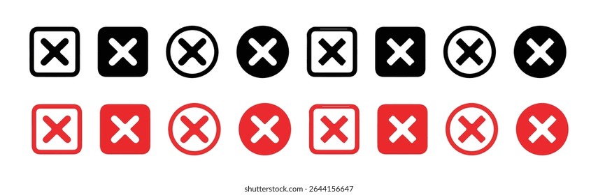 Black and red cross symbol. isolated x sign. vector illustration eps 10