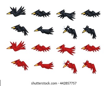 Black And Red Crows Game Sprites.
Suitable for side scrolling, shooting, action, and adventure game.