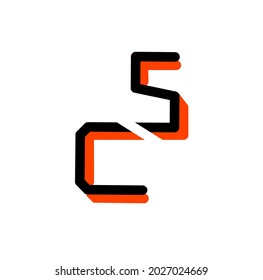 black red cs letter.logo vector