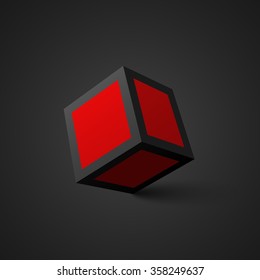 Black and red cube. Vector illustration.