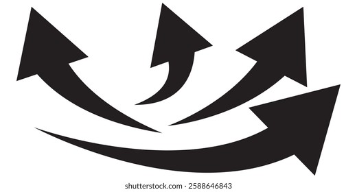 Black and red curved arrows set with directional icons