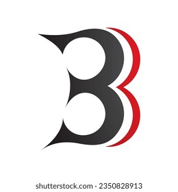Black and Red Curvy Letter B Icon Resembling Number 3 on a White Background