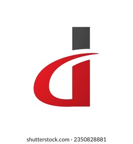 Black and Red Curvy Pointed Letter D Icon on a White Background