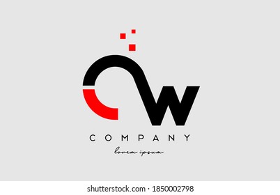 combinación de icono del logotipo de la letra del alfabeto de color rojo negro CW C W. Diseño para empresas y negocios