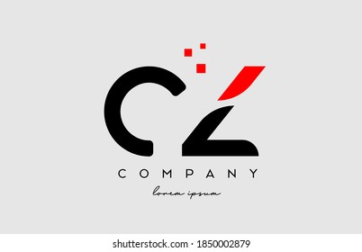 black red CZ C Z alphabet letter logo icon combination. Design for company and business