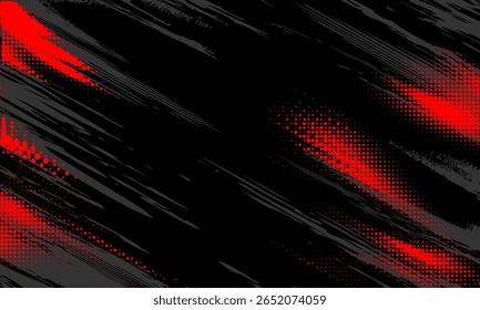 Black and red dark abstract grunge background with halftone style. Vector illustration