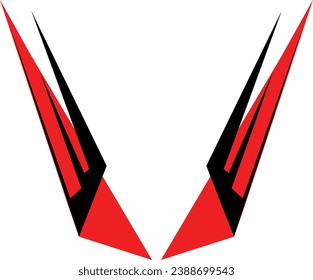 Black and red decals. Decal pasted on both sides of the car body. Racing car decals, modern, stylish.