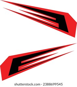 Black and red decals. Decal pasted on both sides of the car body. Racing car decals, modern, stylish.
