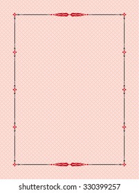 Black and red decorative frame on background. Template for diplomas, book pages, certificates. Letter page format. Seamless patternâ??s swatch is included in the EPS file.