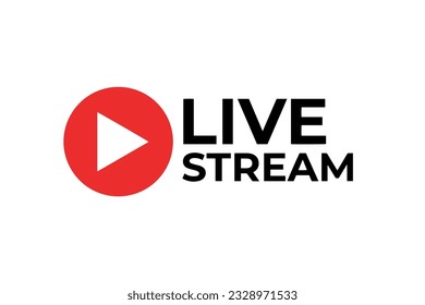 black and red design live stream symbol design template, social media live streaming icon vector, on air tv show element design with play icon, social media element design