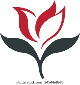 un diseño en negro y rojo de dos flores con un fondo rojo y negro