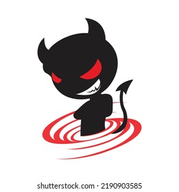 Black and red devil vector logo design