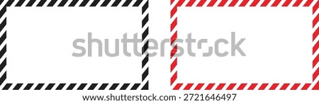 Black and Red Diagonal Stripe Rectangle Warning Frames