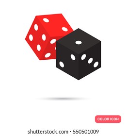 Black and red dices color flat icon