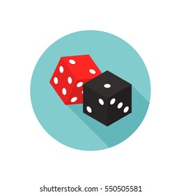 Black and red dices color flat icon