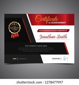 Black And Red Diploma Template