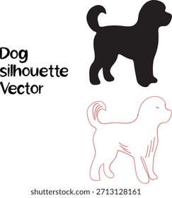 Black and red dog silhouette vector graphics