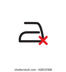 Black and red dont ironing vector icon on white background, laundry symbols