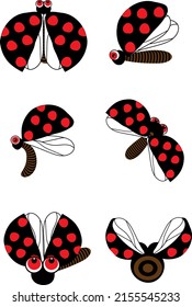 Black and red dot lady bug vector.