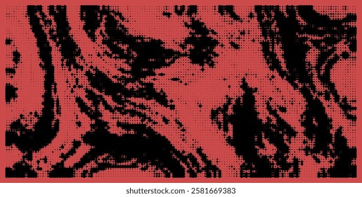 Black and red dotted halftone pattern. Random vector noise background