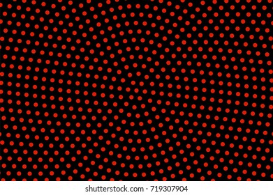 Black and red dotted halftone vector background. Small polka dot pattern. Round halftone ornament. Retro banner template. Bright vintage dotted pattern. Abstract dotted backdrop. Pop art design