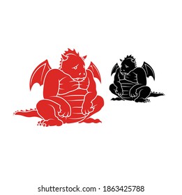 Black and red dragon illustration vector