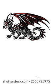 Black And Red Dragon Vector Design