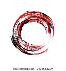 a black and red drawing of a zen circle
