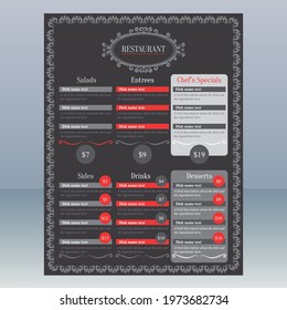 Black Red Elegant Restaurant Menu